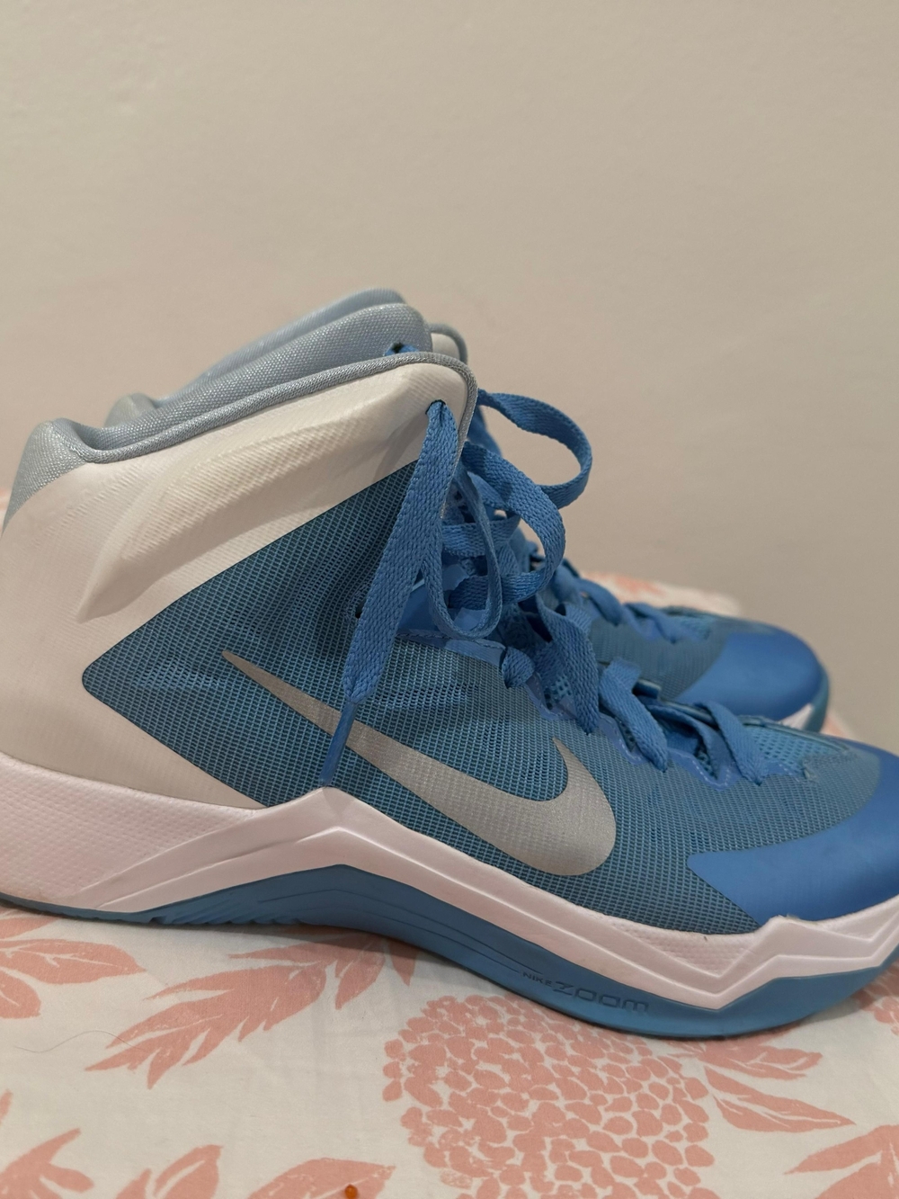 Nike Blue and White High-Top Basketball Shoes